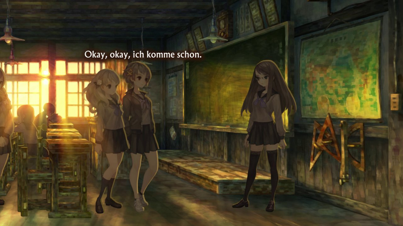 [11/04/2022] Im alten Schulgebäude zeigt sich besonders schön der charakteristische Zeichenstil von Vanillaware. Das weiche Licht, das auf die strukturierten Oberflächen fällt, macht das hölzerne Gebäude aus den 1940ern zu einem unserer liebsten Orte.
