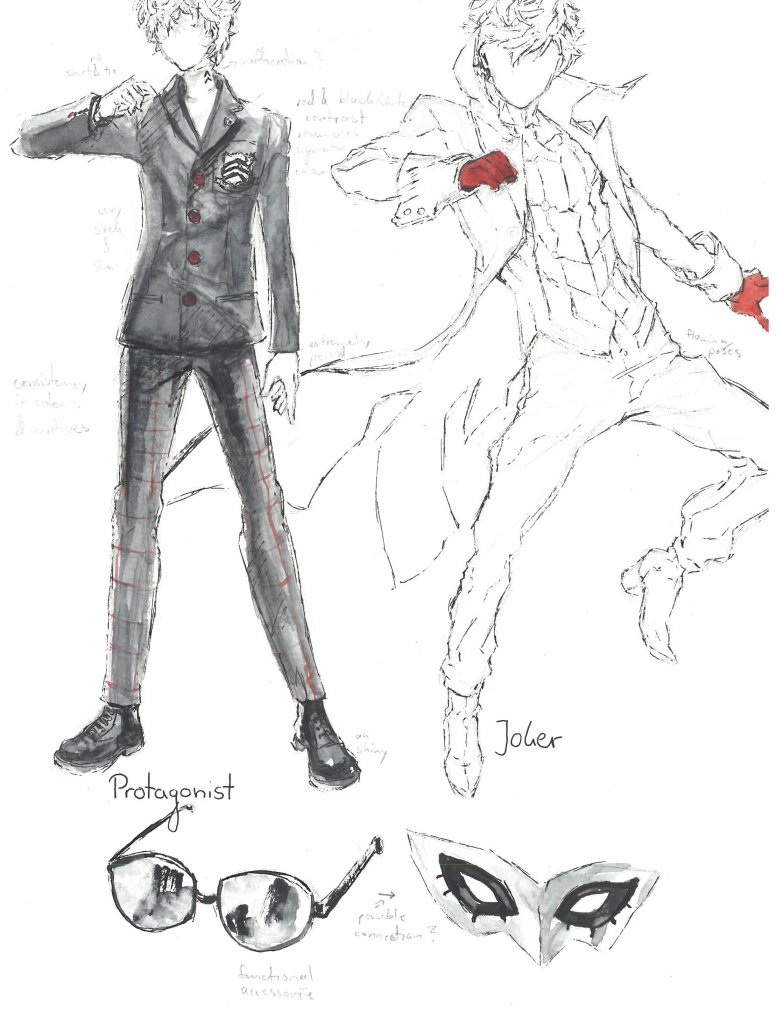[27/04/2022] Der Protagonist ist wohl der einzige in der Schülergruppe, der sich tatsächlich an die Schuluniform hält. Daraus resultiert, dass seine Phantom-Thief-Version fast wie eine exzentrischere Version der Shujin-Uniform aussieht. Passend dazu werden auch Pose und Haltung selbstbewusster. &nbsp;