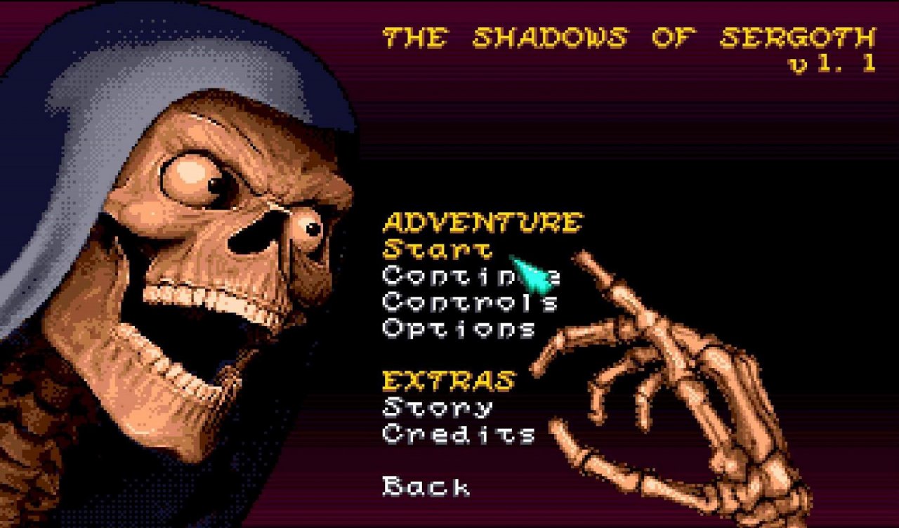 [29/04/2022] The Shadows of Sergoth aus dem Jahr 2021 glänzt im Hauptmenü: Das animierte Skelett klickt mit seinem Knochenfinger und rollt dabei lustig die Augen. &nbsp;