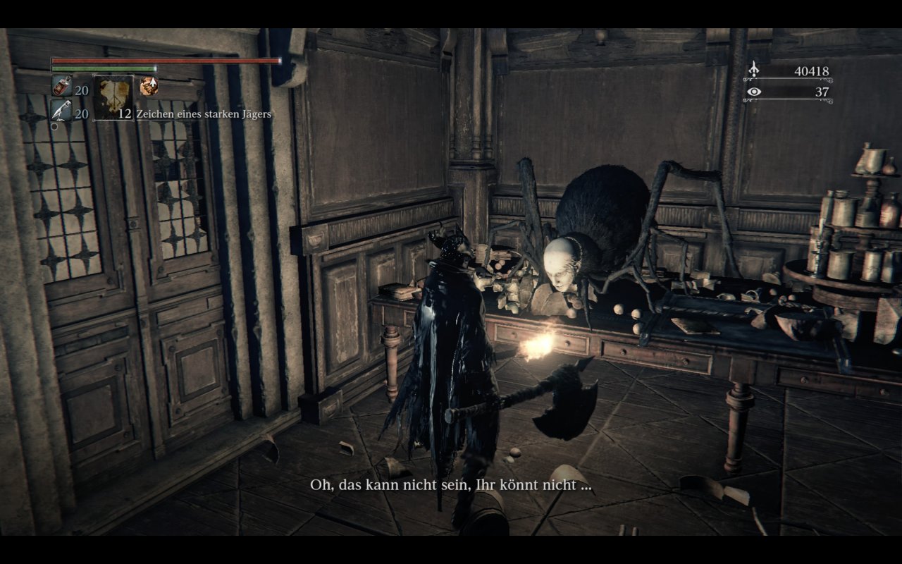 [30/04/2022] Treffen wir Patches die Spinne persönlich, erhalten wir Einsicht - eine spezielle Währung in Bloodborne, die wir verdienen, indem wir uns kosmischem Horror aussetzen.&nbsp;