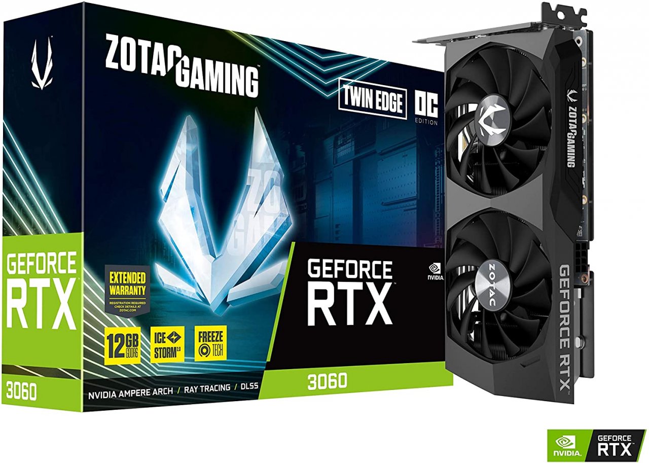 [07/05/2022] Die Zotac Geforce RTX 3060 Twin Edge kann man bei der Amazon Gaming Week mit 70% Rabatt kaufen.