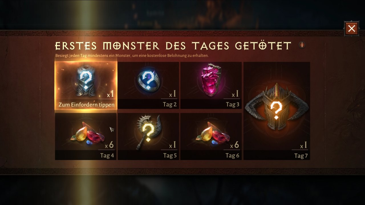 [15/06/2022] Typisch Free2Play: Als Belohnung für tägliches Einloggen erhaltet ihr kleine Belohnungen.