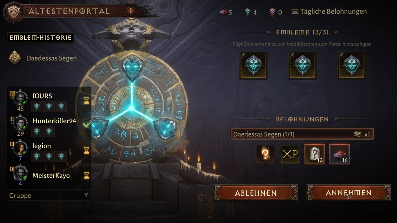[15/06/2022] Glücksspiel: Embleme erhöhen in Ältestenportalen (Rifts) eure Chancen auf hochwertige Beute.
