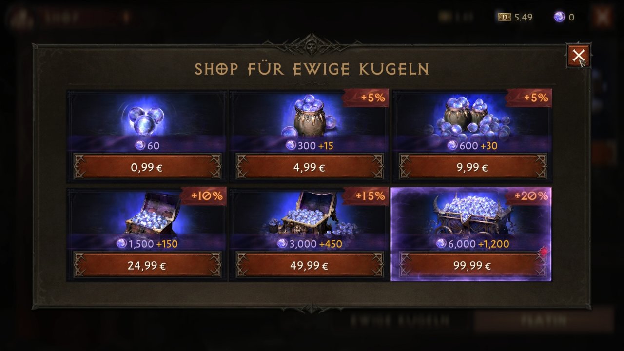[15/06/2022] Ewige Kugeln sind die einzige Währung, die ihr nur mit echtem Geld bekommen könnt.