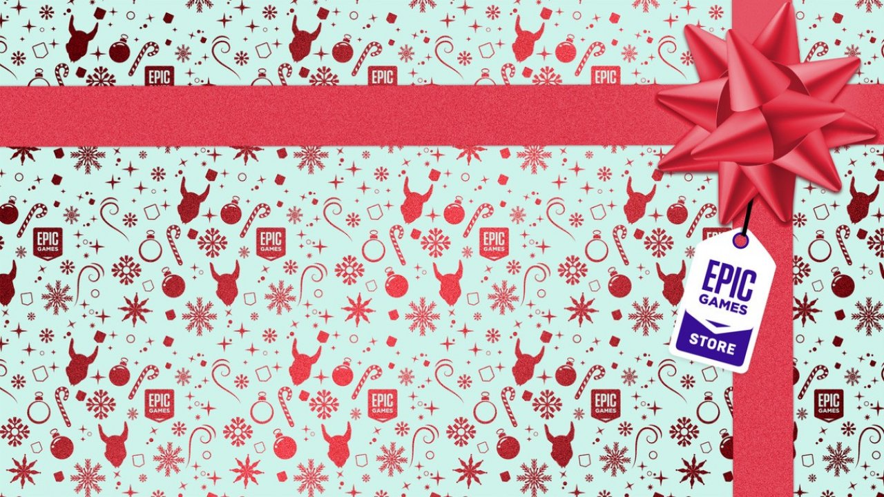 Ein stilisiertes Geschenk mit roter Schleife.
