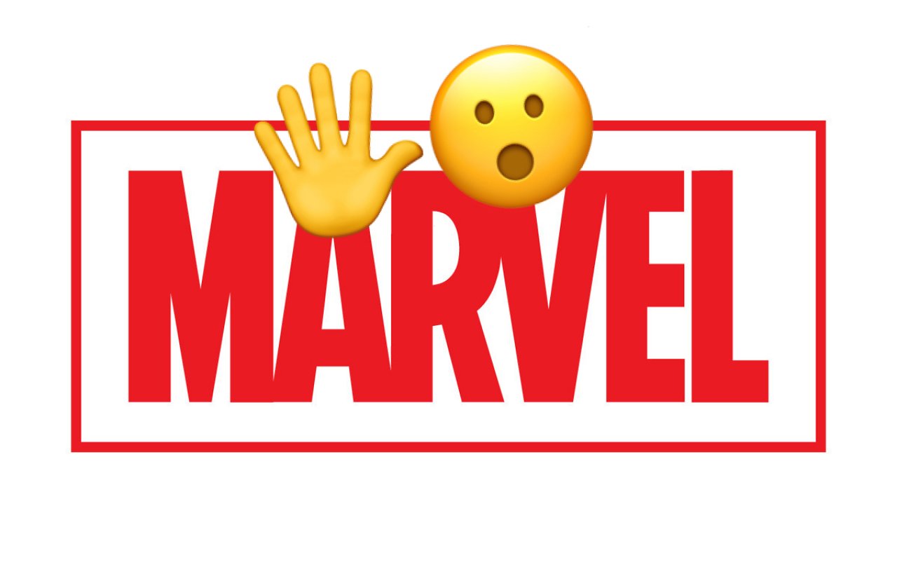 Das Marvel-Logo mit einem "Nein Danke"-Emoji.