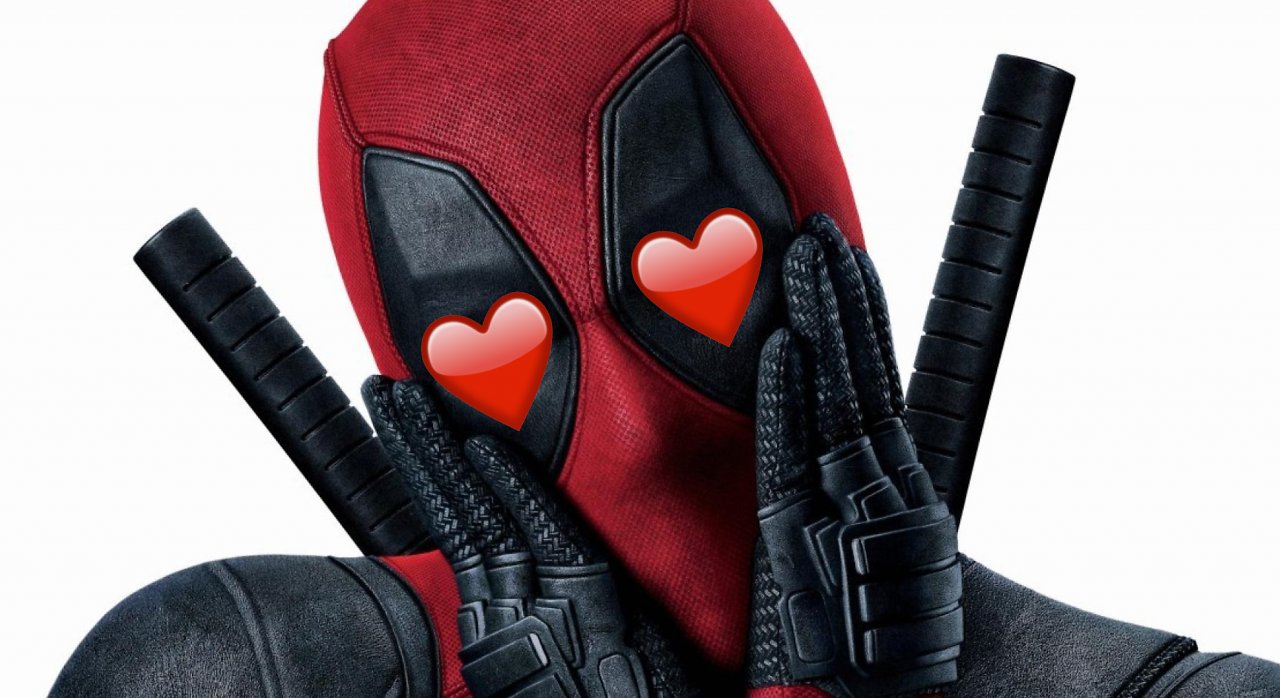 Deadpool mit Herzchen in den Augen.