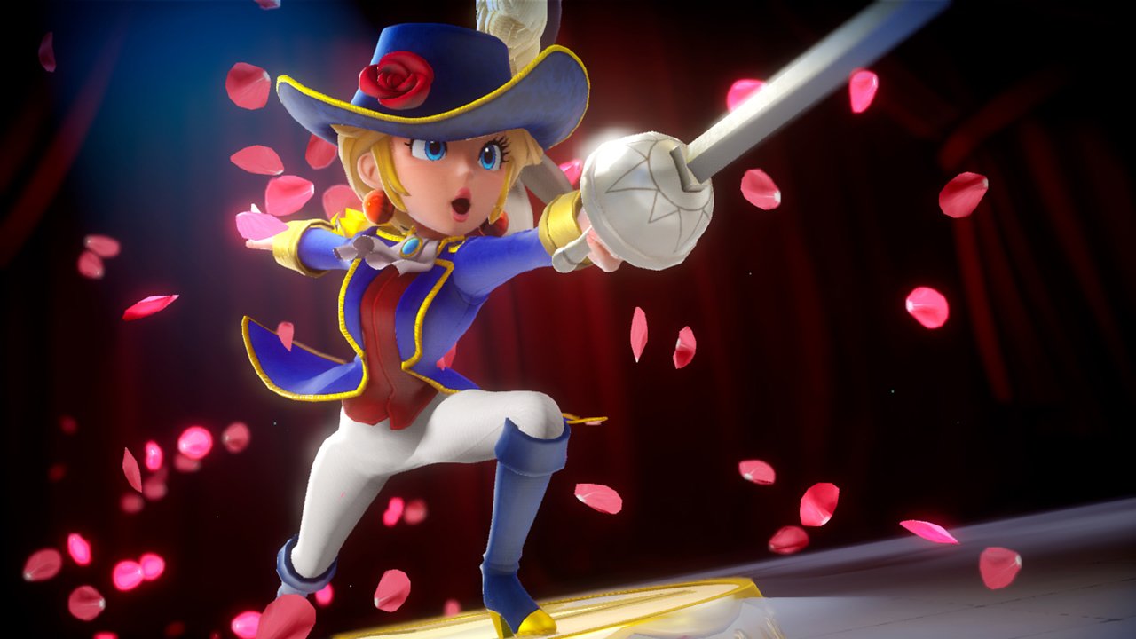 Prinzessin Peach ist in ein Fecht-Kostüm geschlüpft.