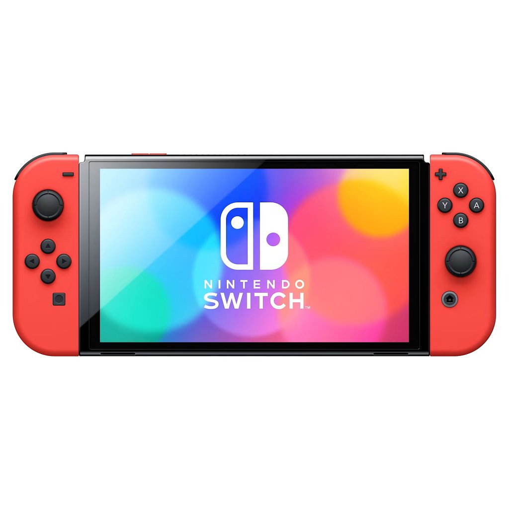 Die Nintendo Switch OLED in der roten Mario-Version.