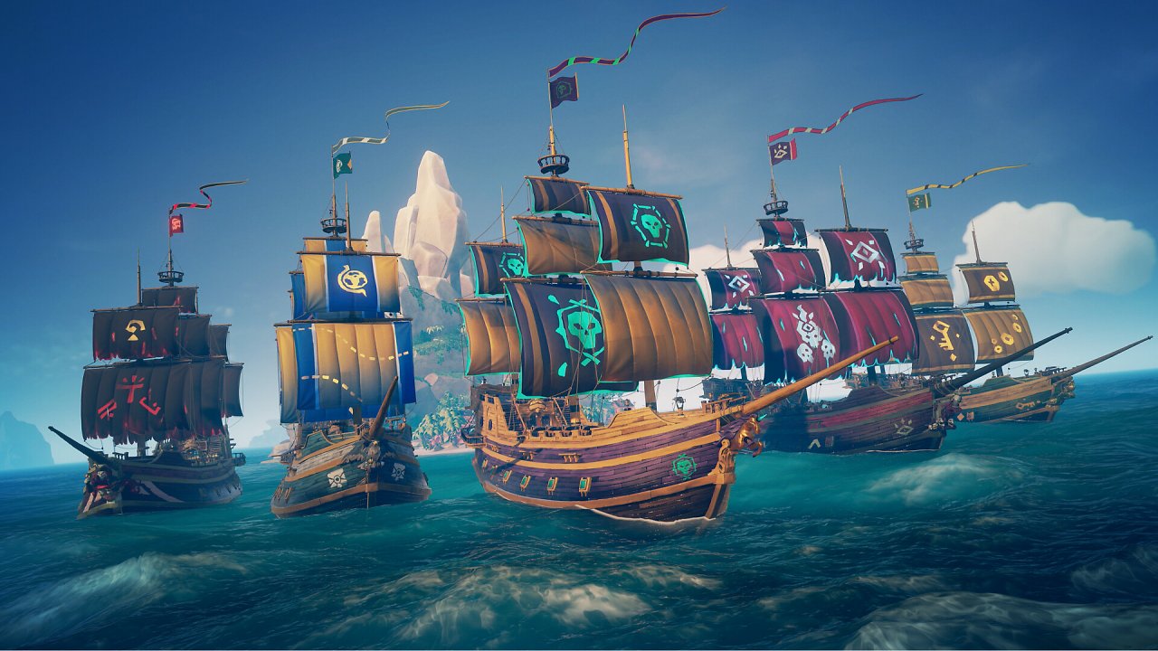 Eine Meute Schiffe auf hoher See in Sea of Thieves