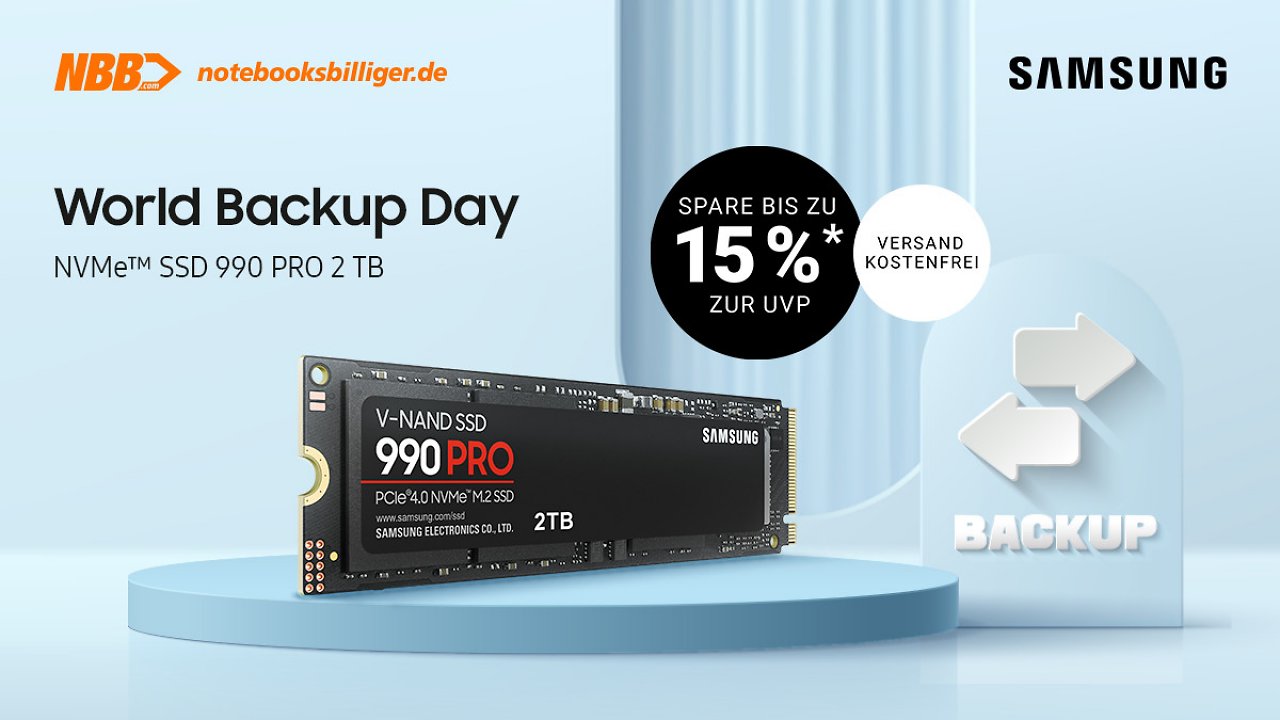 Mehr Speicherplatz für Games & Co.: Pfeilschnelle Samsung SSD 990 Pro 2 TB für PC & PS5 mit 15% Rabatt zur UVP bei NBB