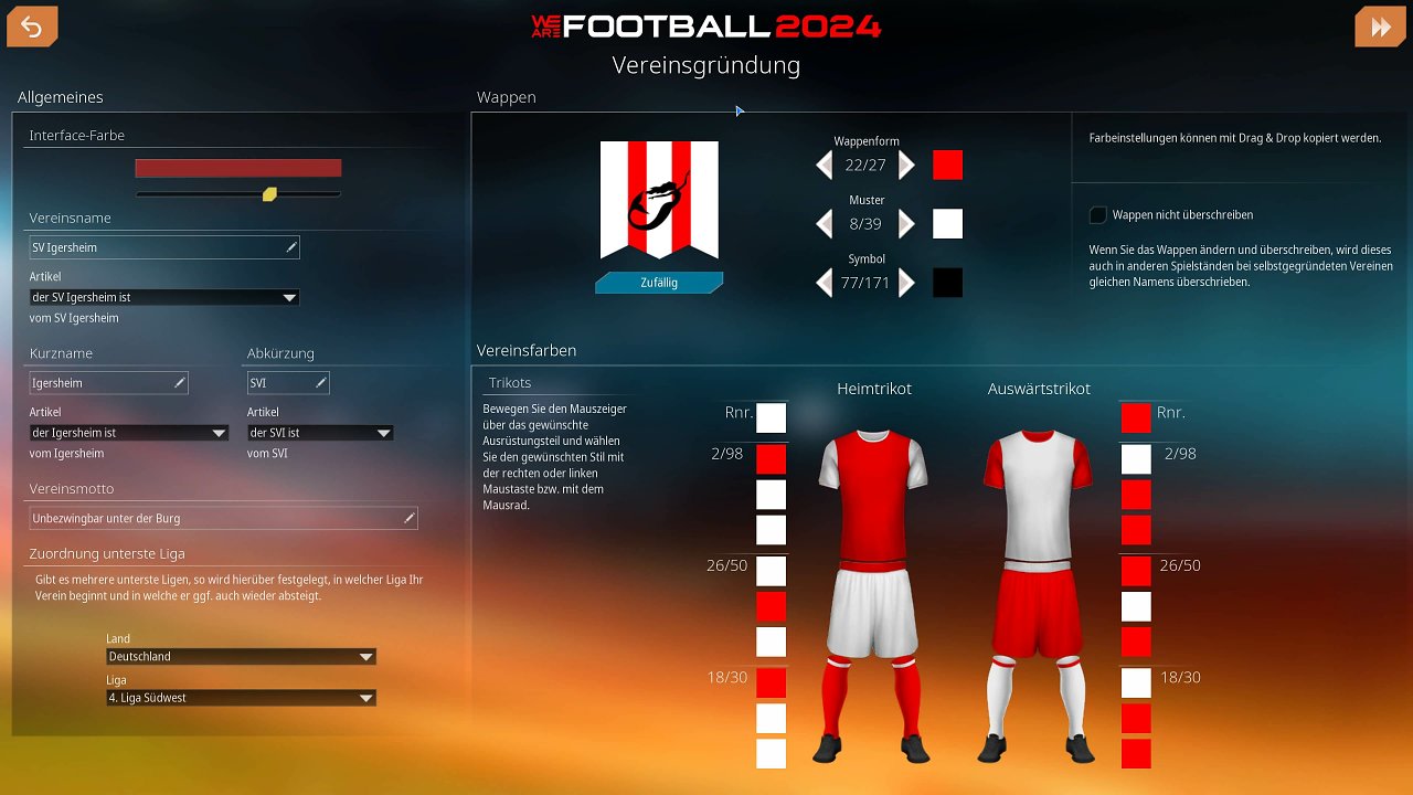 Den eigenen Verein in We Are Football 2024 erstellen