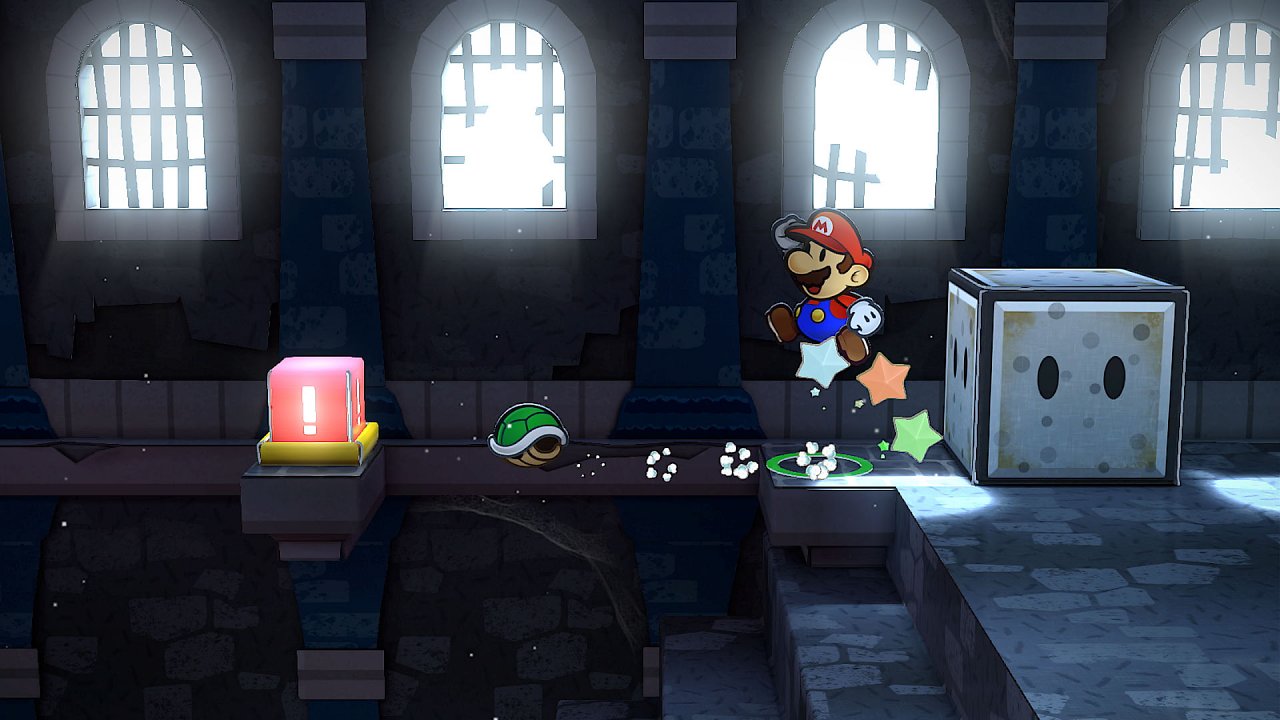 Koopio hilft Mario dabei, einen Schalter zu aktivieren