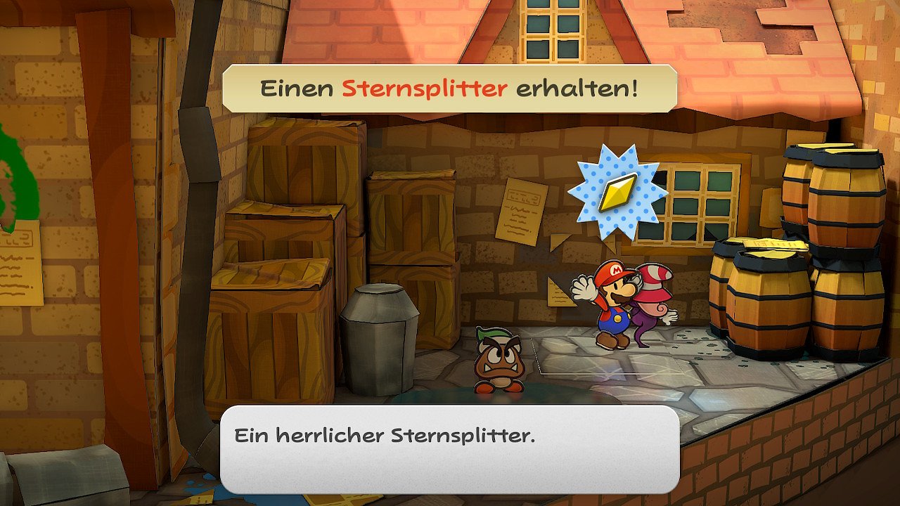 Mario findet einen Sternsplitter hinter einem Haus in Rohlingen
