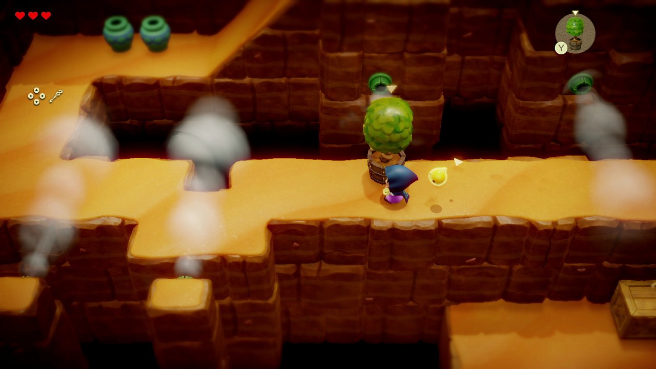 Zelda nutzt das Echo von einem Baum, um nicht vom Weg gepustet zu werden.