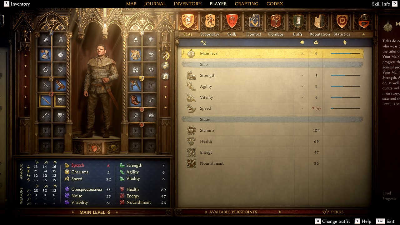 Die Menüs in Kingdom Come: Deliverancer 2