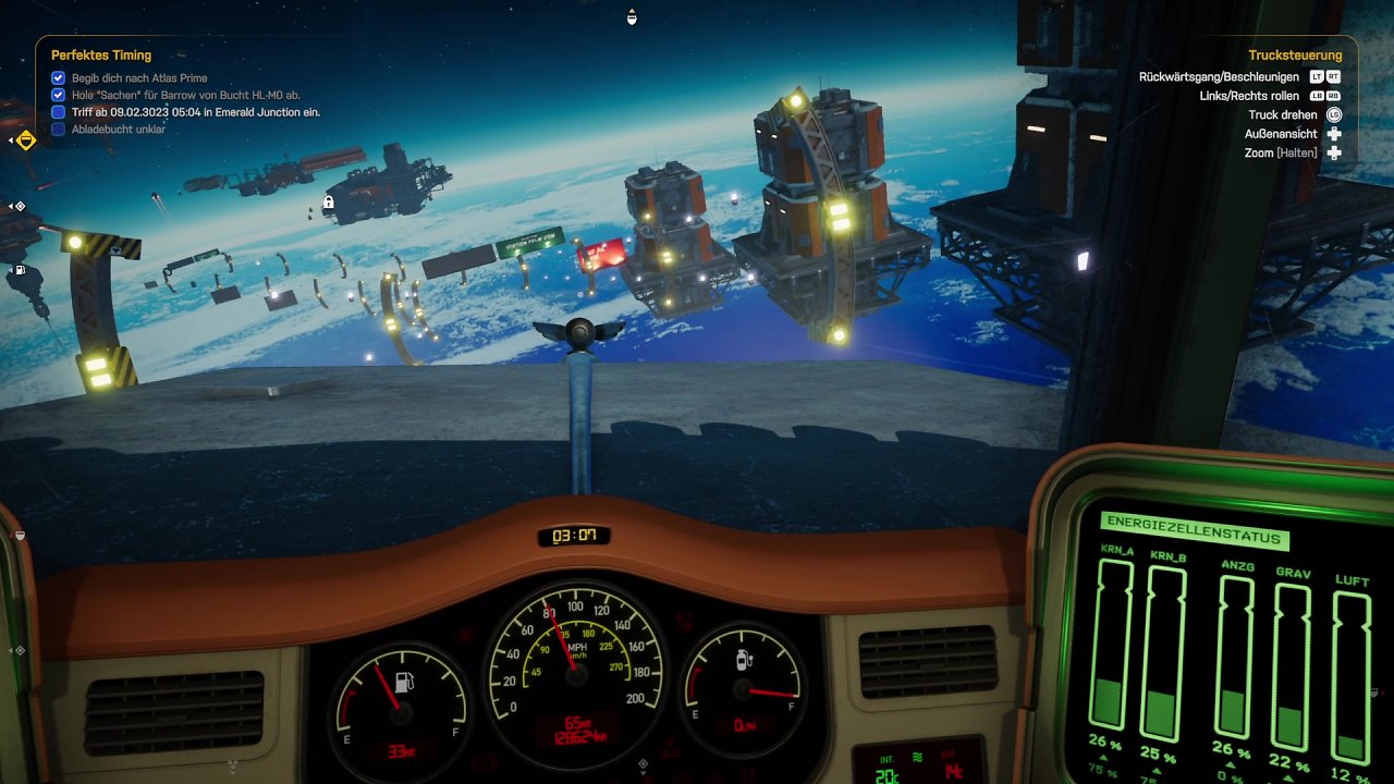 Eine Szene aus dem Videospiel "Star Trucker"