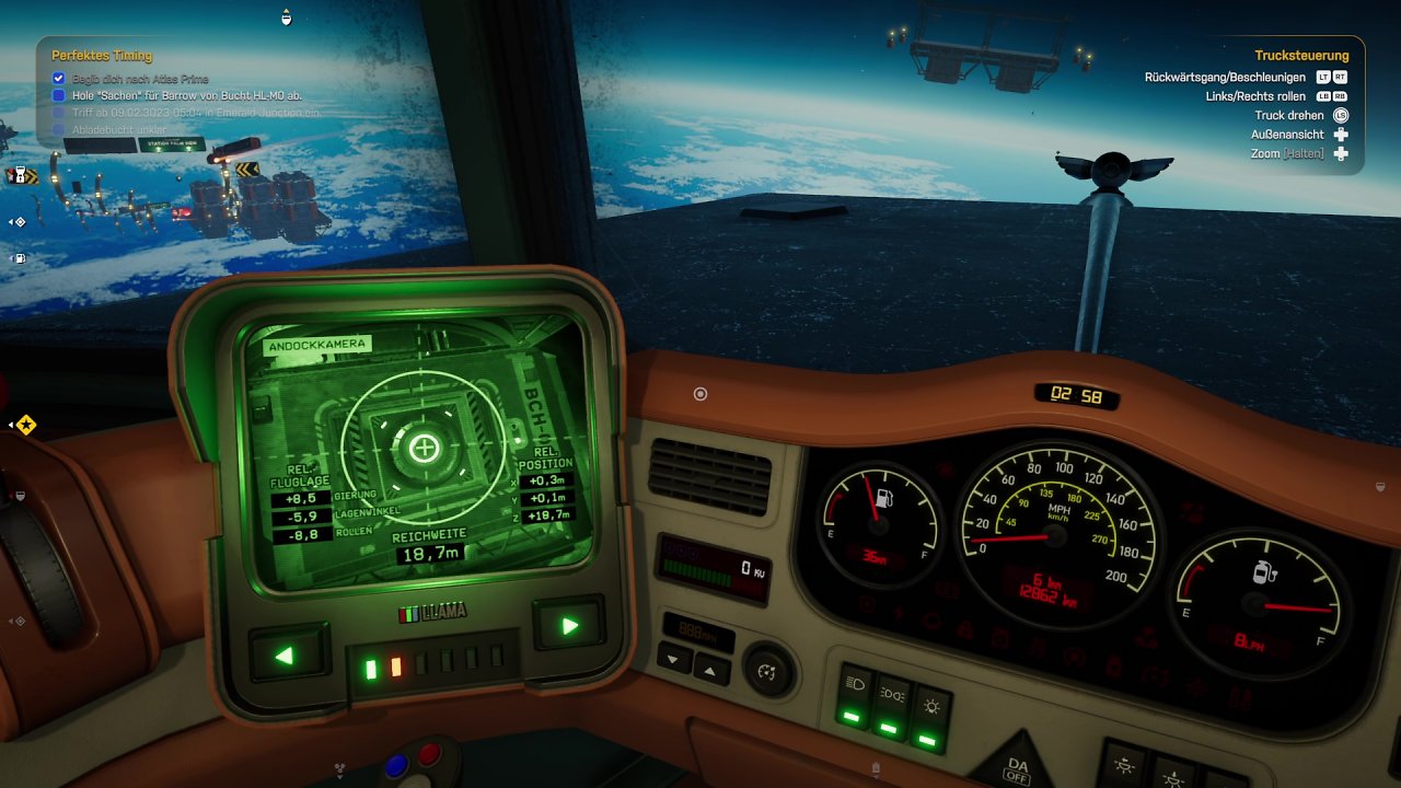 Eine Szene aus dem Videospiel "Star Trucker"
