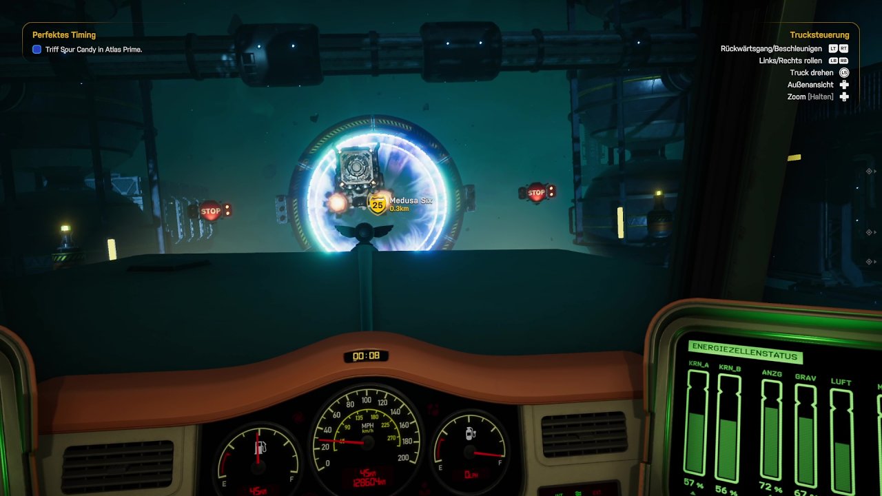 Eine Szene aus dem Videospiel "Star Trucker"