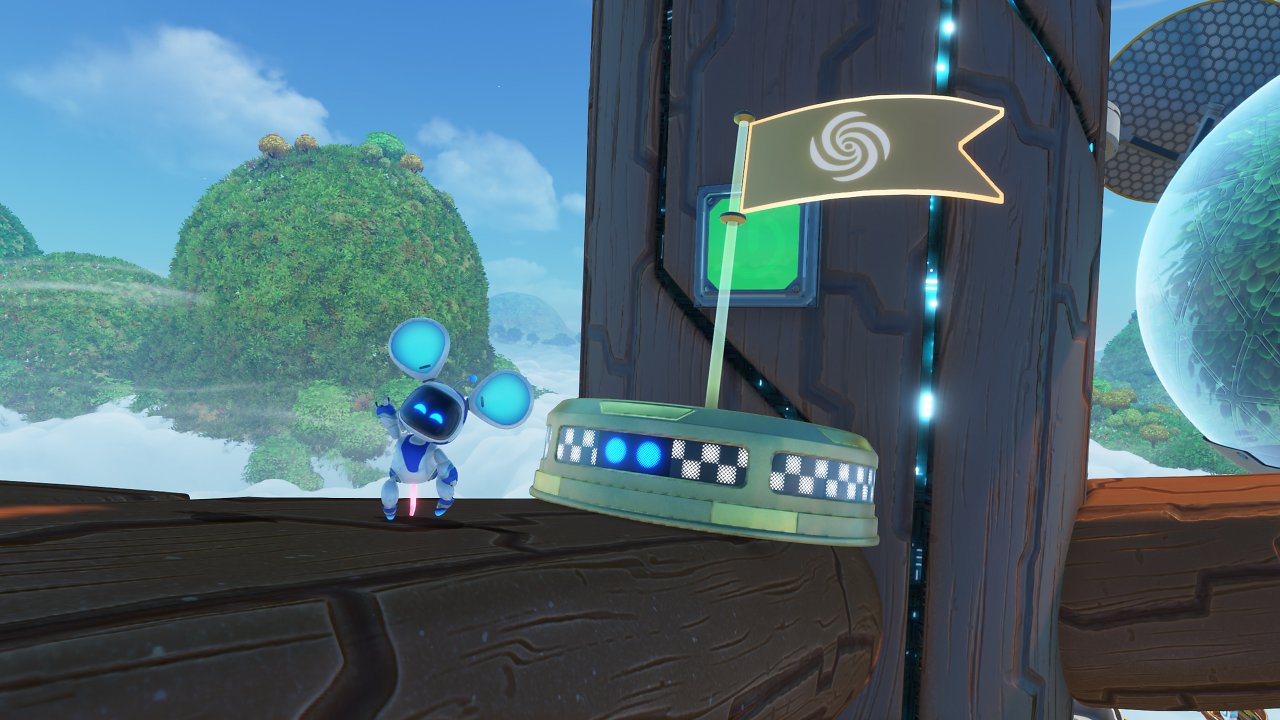Astro Bot steht als Maus neben einem Portal