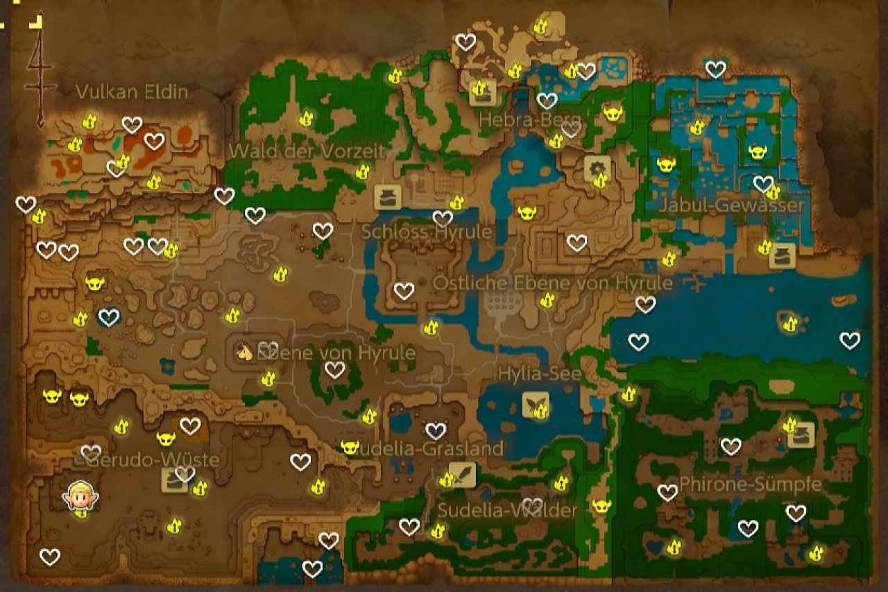 Zelda Echoes of Wisdom Karte Herzteile Gesamt