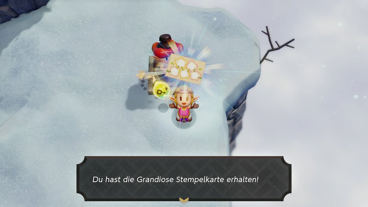 Zelda erhält eine Stempelkarte.