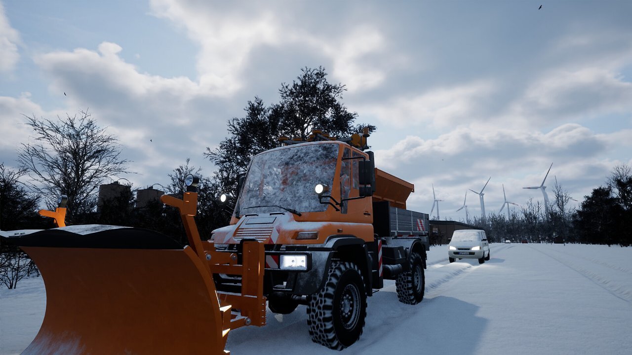 Ein Schneepflug im Schnee