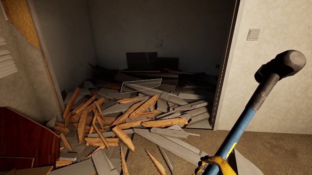Zerstörte Wand eines Hauses im Deconstruction Simulator