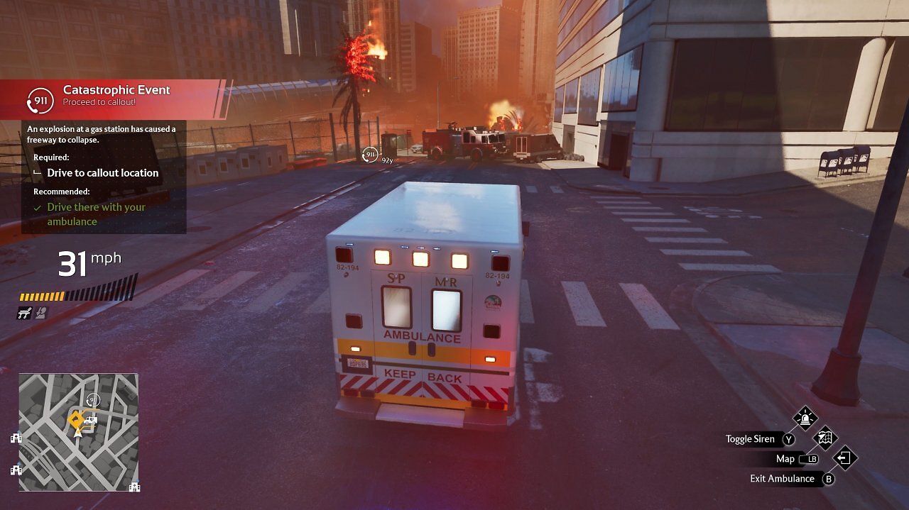 Fahrt zur Katastrophenlocation in Ambulance Life.