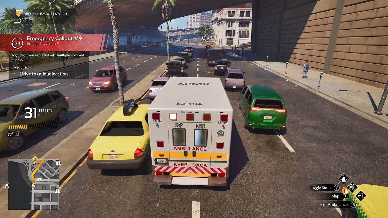 Eine Rettungsgasse in Ambulance Life.