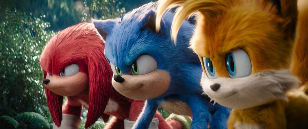 Knuckles, Sonic und Tails blicken nach links