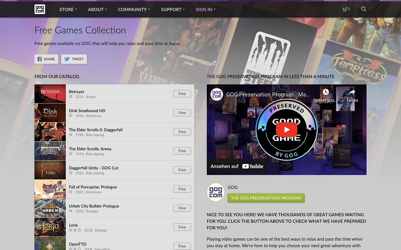 gog galaxy free games collection