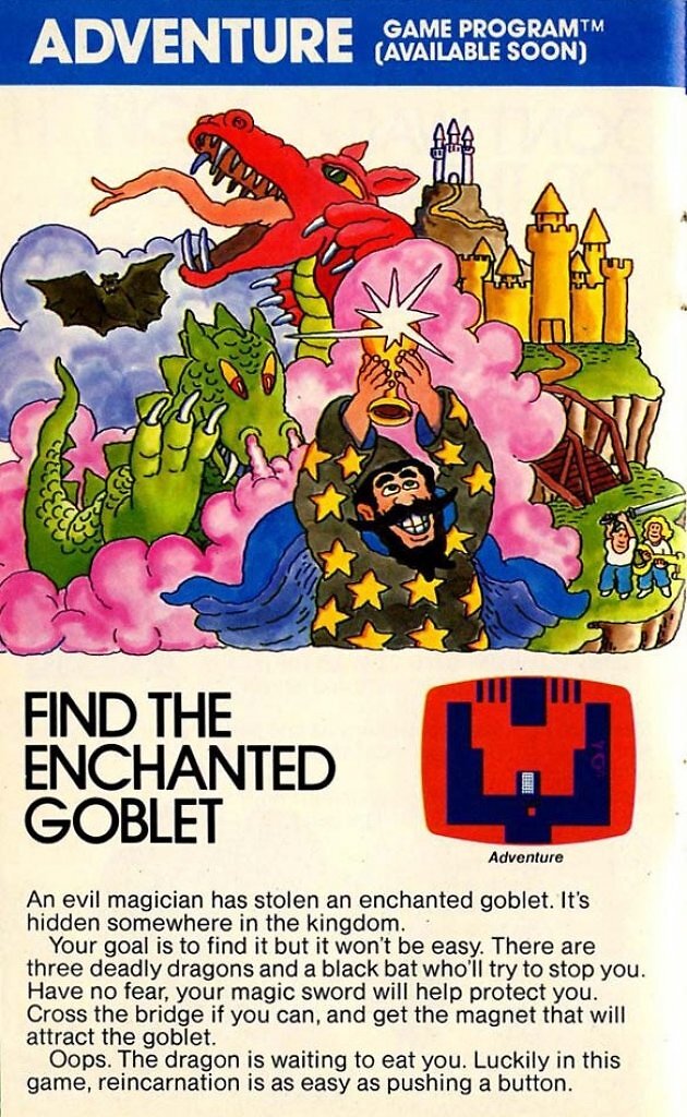 Der Atari-Katalog von 1980 kündigt Adventure an. Im Nachhinein liest sich das für mich wie eine Drohung.