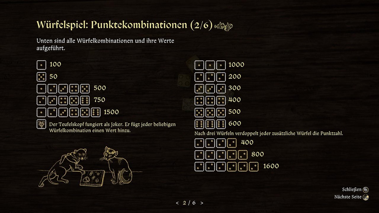 Punktewerte für das Würfeln in Kingdom Come Deliverance 2 im Überblick