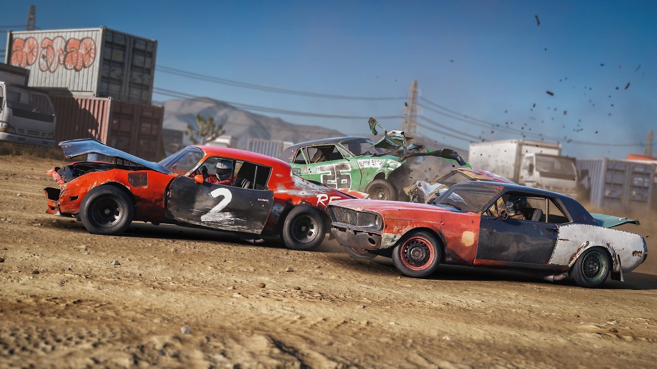 Vier Autos crashen in Wreckfest 2