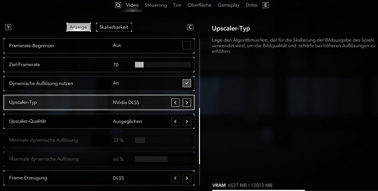 Asassin's Creed Shadows DLSS Menü