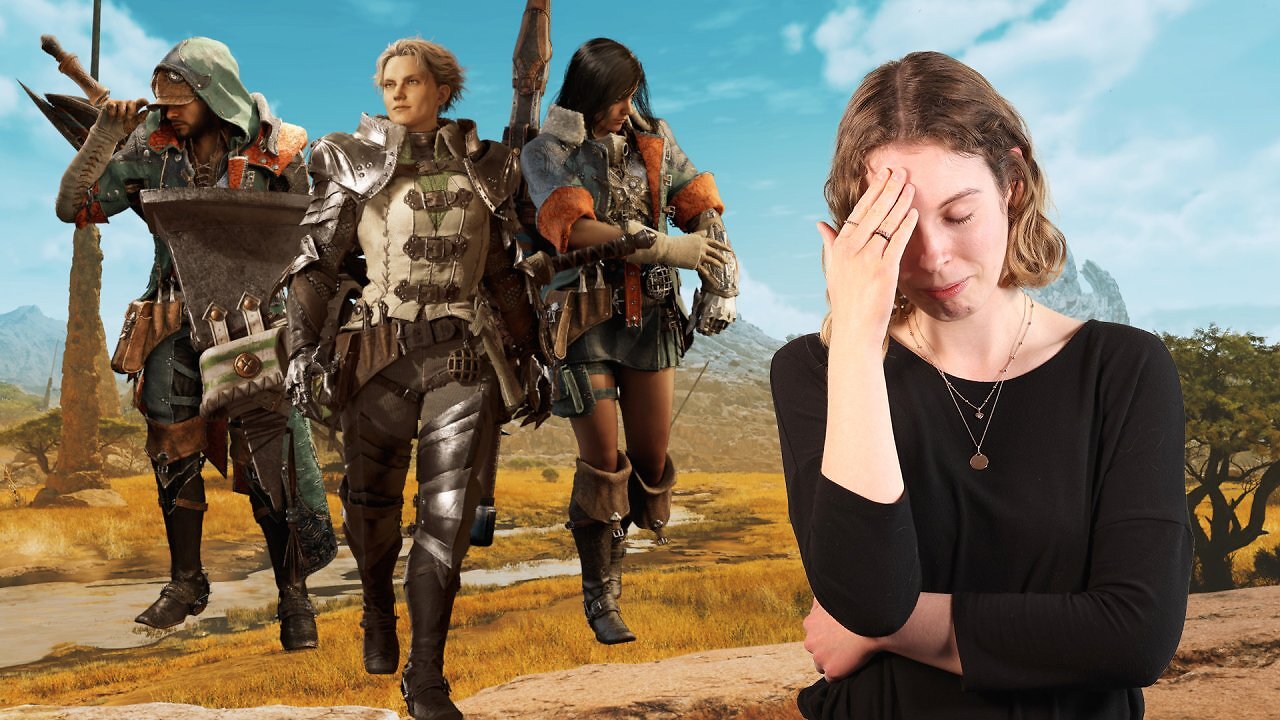 Die Jäger und Olivia aus Monster Hunter Wilds neben der Autorin