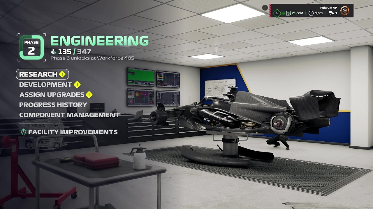Fahrzeugentwicklung in MyTeam
