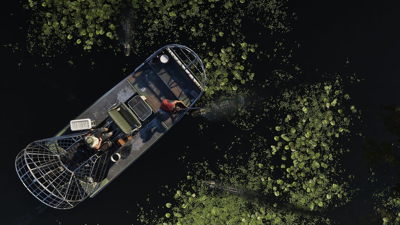 Ein Boot von oben