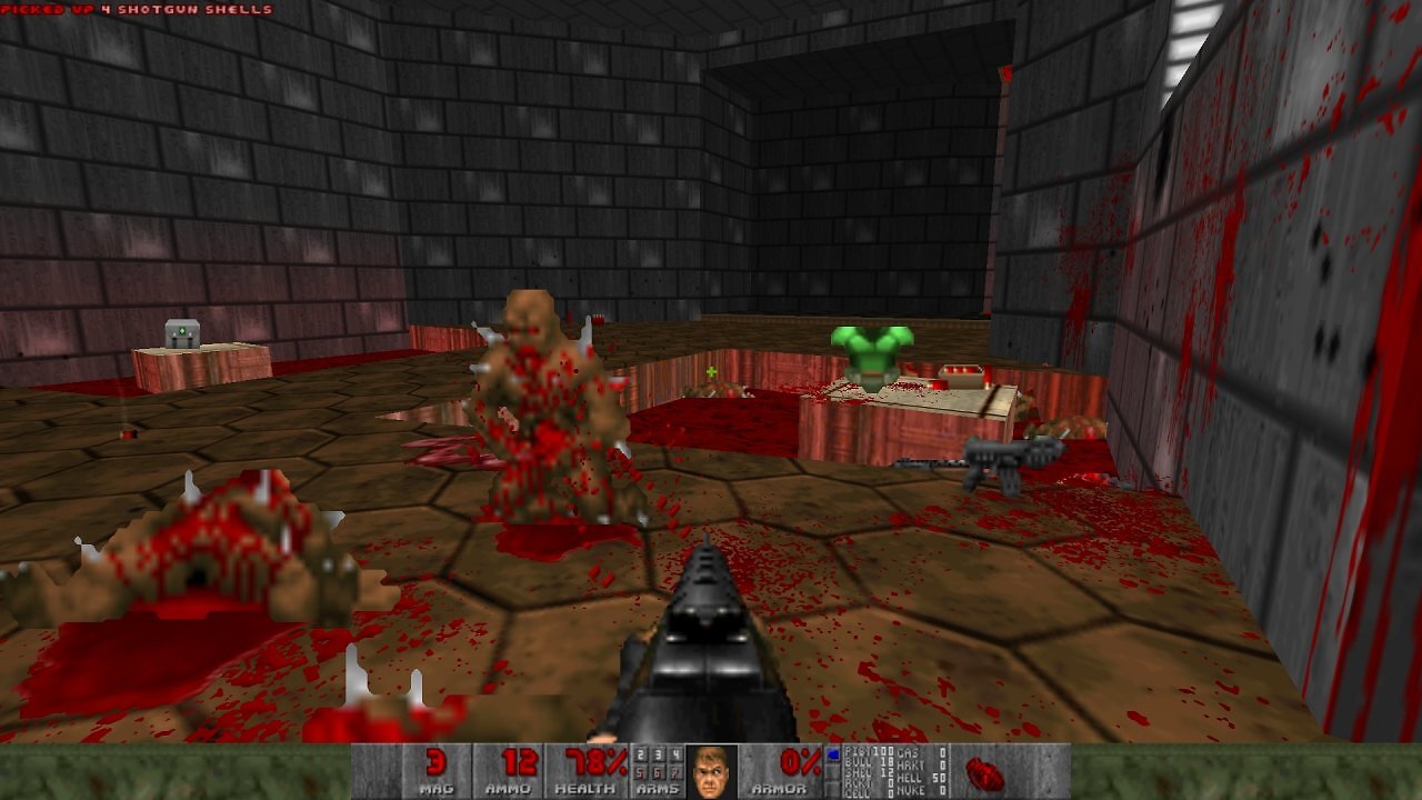 [27/06/2025] Moderne Source Ports (hier: GZDoom) machen Mods wie Brutal Doom möglich, die dem Spiel neue Waffen, Effekte, Features und ein zeitgemäßeres Spielgefühl verpassen.