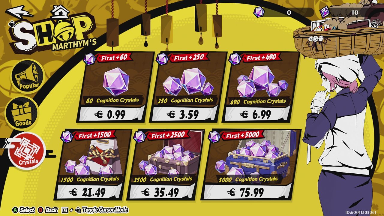 Eine Seite aus dem In-Game-Shop von Persona 5: The Phantom X