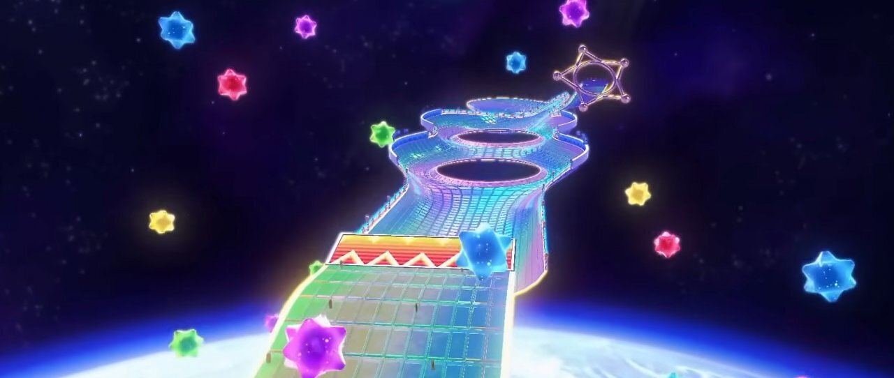Der Regenbogen Boulevard aus Mario Kart Wii.