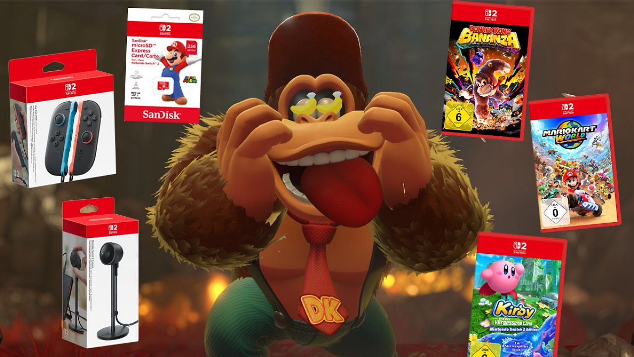 Sogar das neue Donkey Kong Banaza: Switch 2-Spiele billiger - auch Zubehör rabattiert