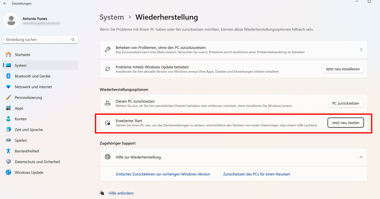 Erweiterter Start