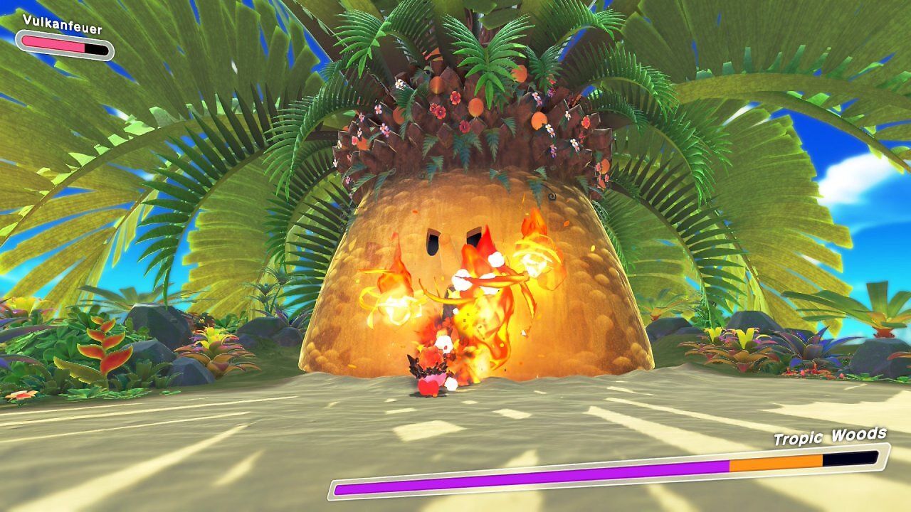 [27/08/2025] Feuer und Palmen sind keine gute Kombination, zumindest nicht für euren Gegner. Kirby kann allerdings aus verschiedenen Fähigkeiten wählen, bevor er sich einem Boss entgegenstellt.