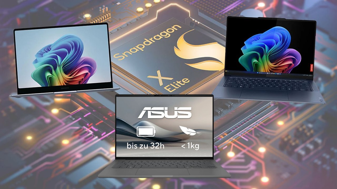 Akkulaufzeiten bis zu 32 Std.: Snapdragon-X-Laptops mit Windows 11 jetzt bis zu 410€ günstiger