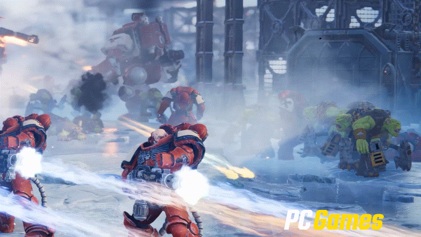 [12/09/2025] Orks gegen Space Marines: Das Schlachtgetümmel wirkt fast schon geskriptet, soll laut den Entwicklern aber wirklich so im Spiel ablaufen.