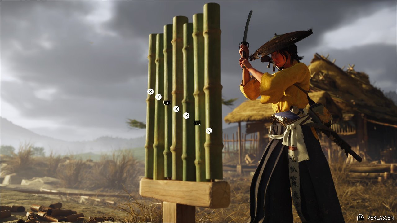 [24/09/2025] Minispiele wie das Schneiden von Bambus kehren in Yotei ebenfalls wieder zurück. Durch das Absolvieren der Bambus-Herausforderung erhöht sich unser Geist.