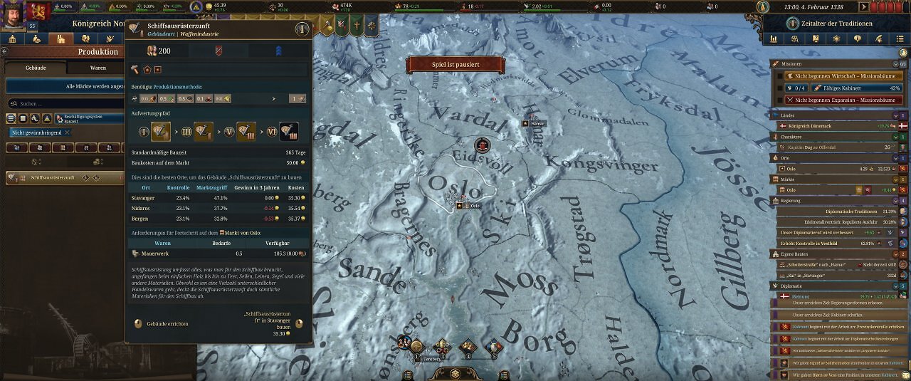 Die Spieloberfläche von Europa Universalis 5: Eine farbige Landkarte mit unzähligen Menüs.
