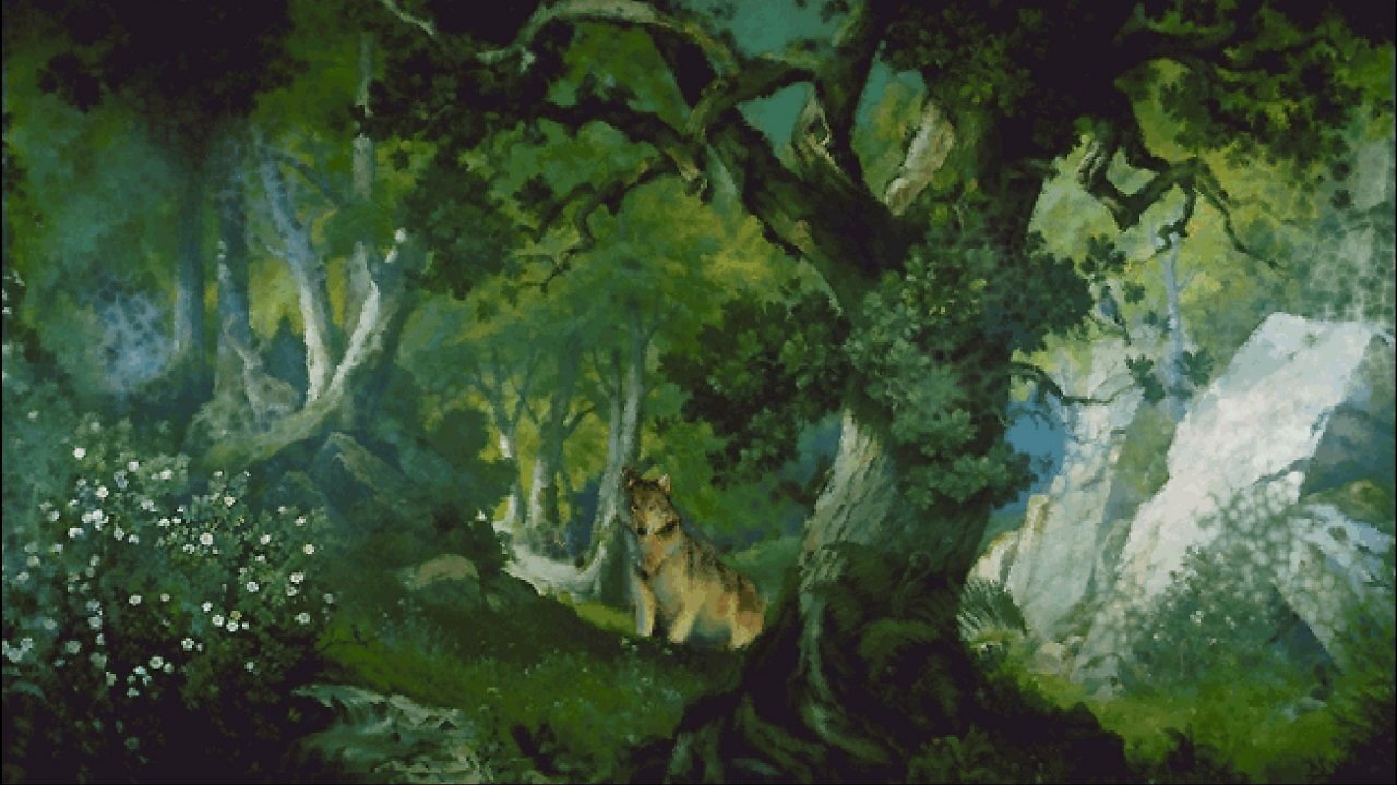 [13/10/2025] Im Spiel ziert dieses Gemälde die Sängerlaube im Sängersaal von Schloss Neuschwanstein. Passend zur Story tritt ein Wolf zwischen den Bäumen hervor.&nbsp;